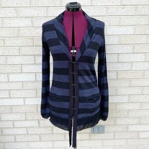 A.L.C. Sweater Cardigan Size XS 100% Wool Two Tone Blue Striped